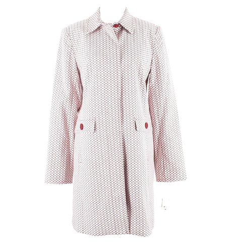 Apt. 9 NEW $89 Sz 8 Red White Lined Hidden Buttons Cotton Blend Coat