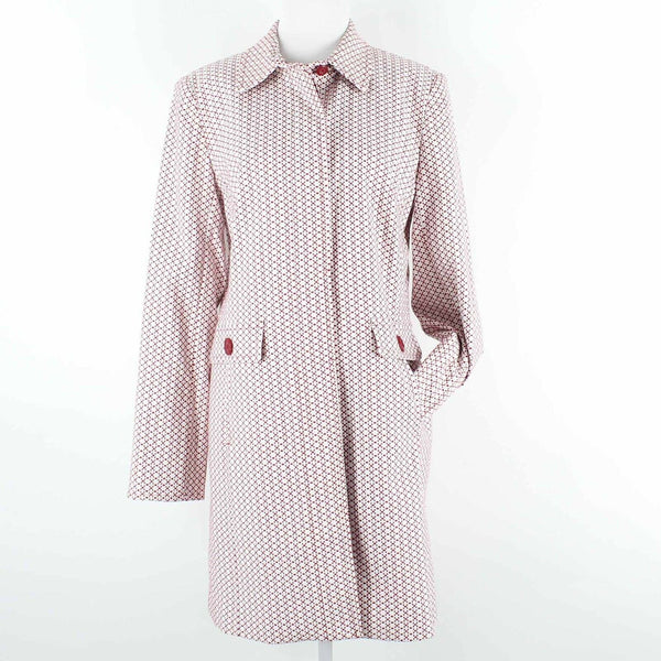 Apt. 9 NEW $89 Sz 8 Red White Lined Hidden Buttons Cotton Blend Coat