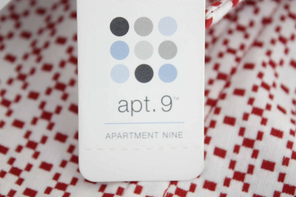 Apt. 9 NEW $89 Sz 8 Red White Lined Hidden Buttons Cotton Blend Coat