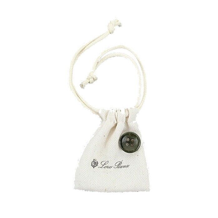 Loro Piana NEW Ivory Olive Green 100% Cotton Drawstring Pouch Spare Button