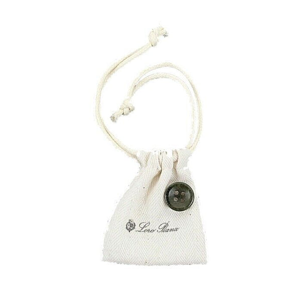 Loro Piana NEW Ivory Olive Green 100% Cotton Drawstring Pouch Spare Button