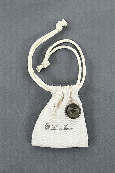 Loro Piana NEW Ivory Olive Green 100% Cotton Drawstring Pouch Spare Button