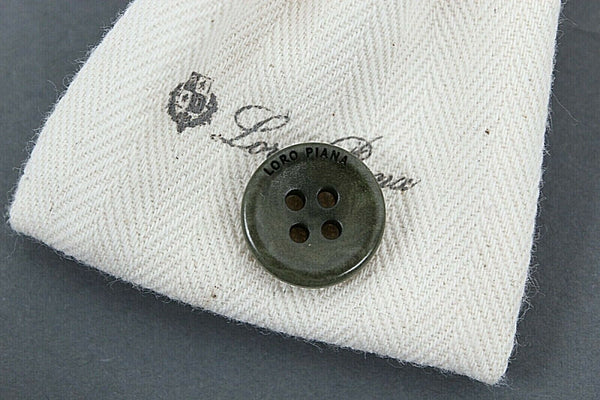 Loro Piana NEW Ivory Olive Green 100% Cotton Drawstring Pouch Spare Button