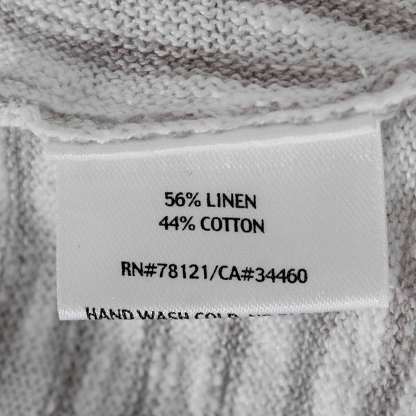 Eileen Fisher Sz S White Gray Striped Long Sleeve Linen Cotton Cardigan Wrap