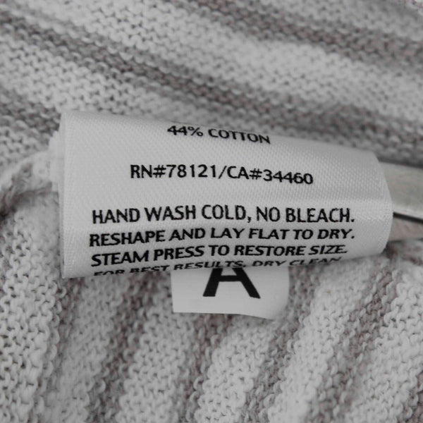 Eileen Fisher Sz S White Gray Striped Long Sleeve Linen Cotton Cardigan Wrap