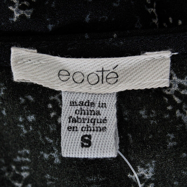 Ecote New $79 Sz S Black Multi Hi Lo Elastic Waist Drop Shoulder Poly Dress