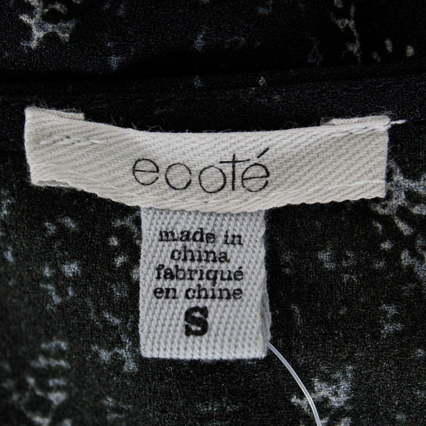 Ecote New $79 Sz S Black Multi Hi Lo Elastic Waist Drop Shoulder Poly Dress