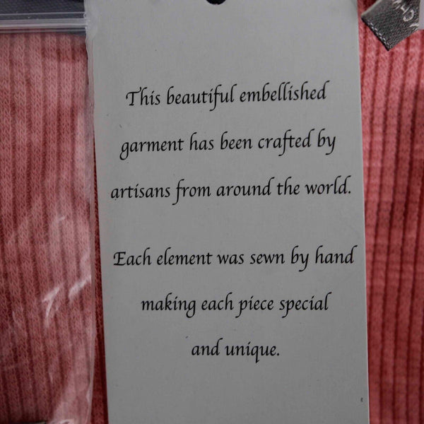 Cass NEW $49 Sz M Peach Jeweled Neck Asymmetric Pockets Rayon Blend Knit Top