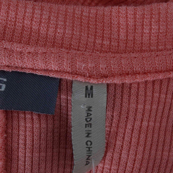 Cass NEW $49 Sz M Peach Jeweled Neck Asymmetric Pockets Rayon Blend Knit Top