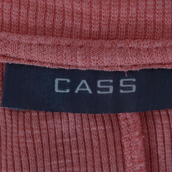 Cass NEW $49 Sz M Peach Jeweled Neck Asymmetric Pockets Rayon Blend Knit Top