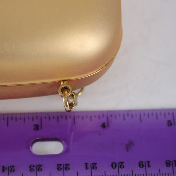 St John Minaudiere Purse Rhinestone Charm Gold 4.5 x 3.25 Convert Clutch Purse