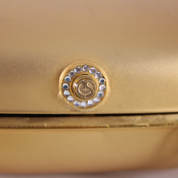 St John Minaudiere Purse Rhinestone Charm Gold 4.5 x 3.25 Convert Clutch Purse