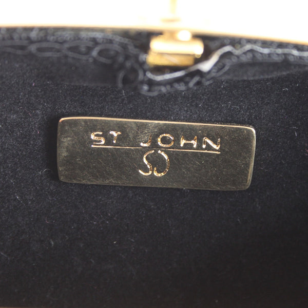 St John Minaudiere Purse Rhinestone Charm Gold 4.5 x 3.25 Convert Clutch Purse