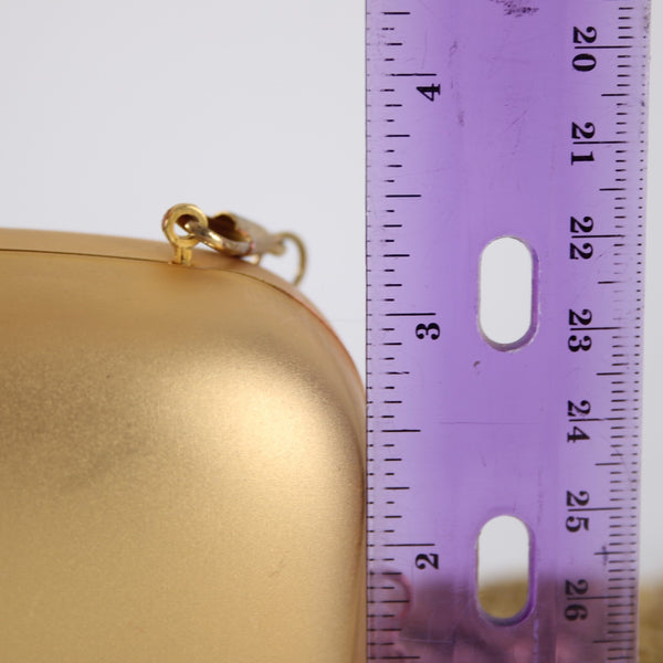 St John Minaudiere Purse Rhinestone Charm Gold 4.5 x 3.25 Convert Clutch Purse