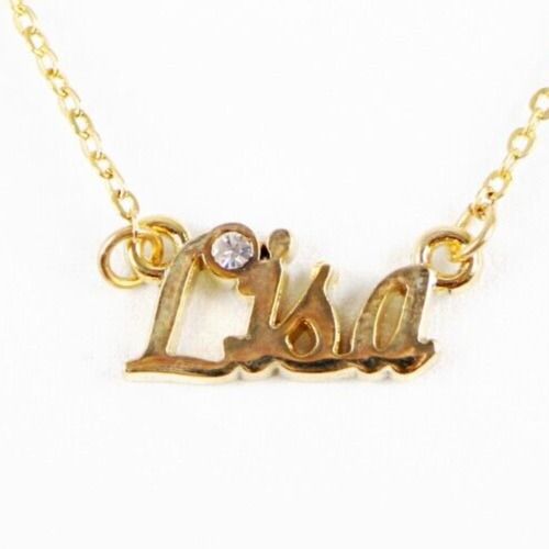 LISA NEW Name Goldtone Rhinestone Accent 14.5" w 4.5" Multi Ring Ext Necklace