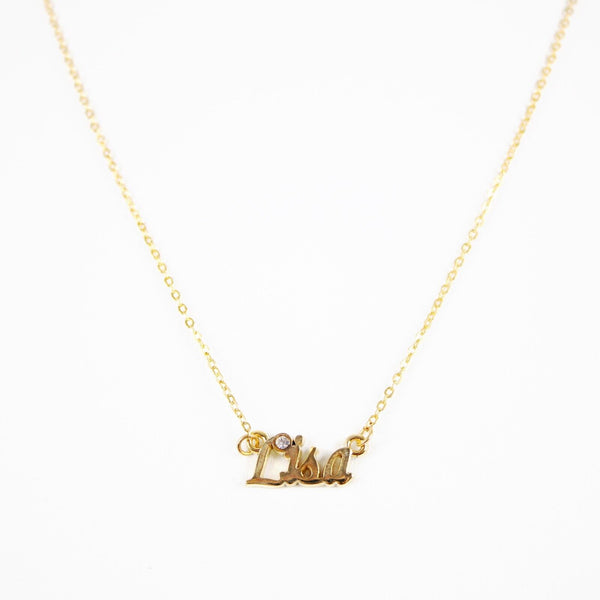 LISA NEW Name Goldtone Rhinestone Accent 14.5" w 4.5" Multi Ring Ext Necklace