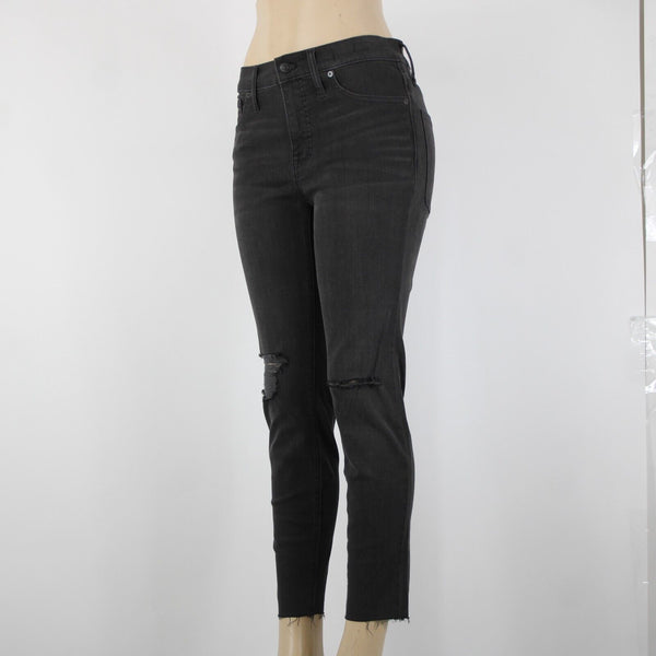 Madewell NEW Sz 30s x 26 Black Distressed Ankle High Rise Skinny Cotton Jeans