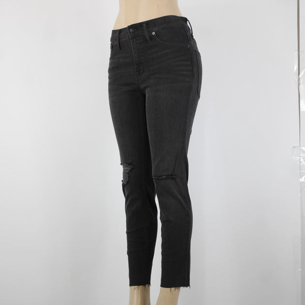 Madewell NEW Sz 30s x 26 Black Distressed Ankle High Rise Skinny Cotton Jeans
