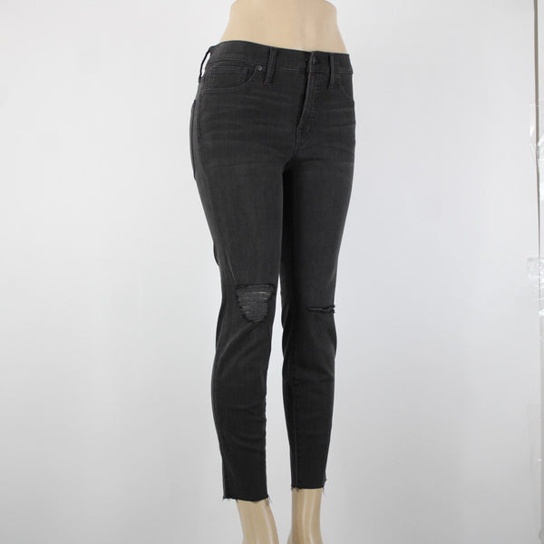 Madewell NEW Sz 30s x 26 Black Distressed Ankle High Rise Skinny Cotton Jeans