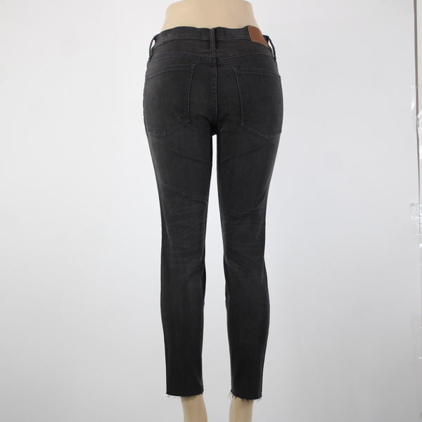 Madewell NEW Sz 30s x 26 Black Distressed Ankle High Rise Skinny Cotton Jeans