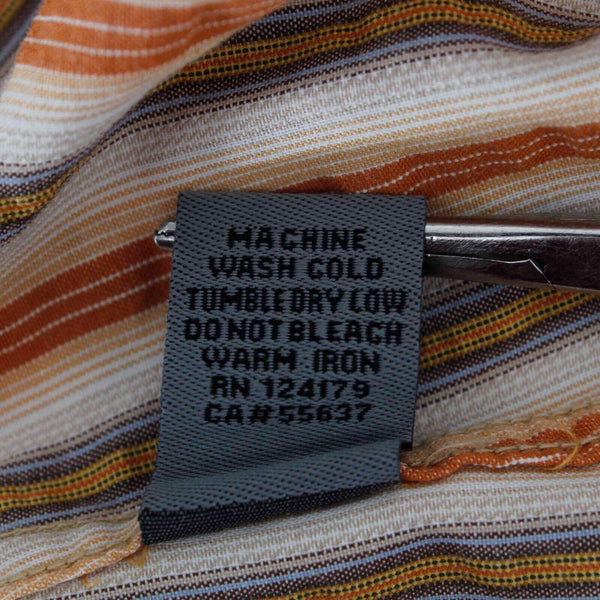 Johnston Murphy Sz L Orange Peach Multi Collared Button Down 100% Cotton Shirt