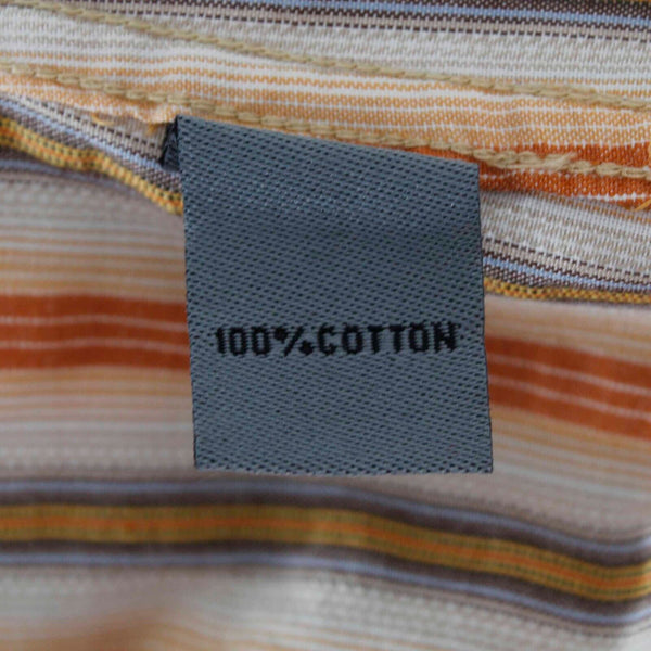 Johnston Murphy Sz L Orange Peach Multi Collared Button Down 100% Cotton Shirt