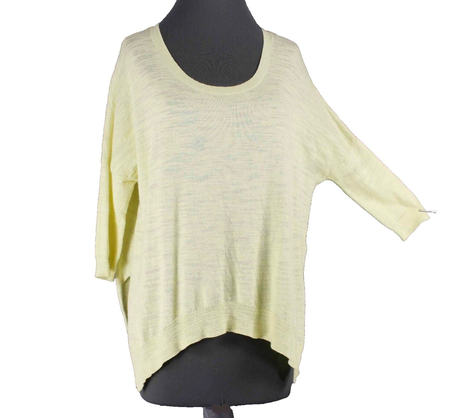 Moth Sz XS Yellow Hi Lo Scoop Neck Side Slit Drop Shoulder Cotton Blend Knit Top