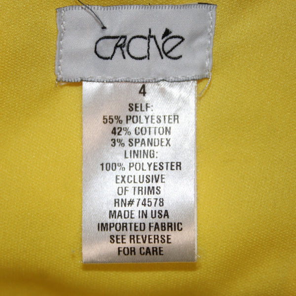 Cache Dress Sz 4 Yellow Faux Pockets Lace Up Side Poly Cotton Spandex Dress