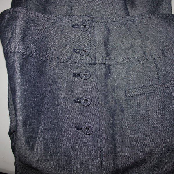 Cartonnier Sz 4 x 25 Blue Denim Button Side Linen Cotton Crop Jeans