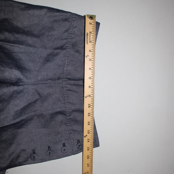 Cartonnier Sz 4 x 25 Blue Denim Button Side Linen Cotton Crop Jeans