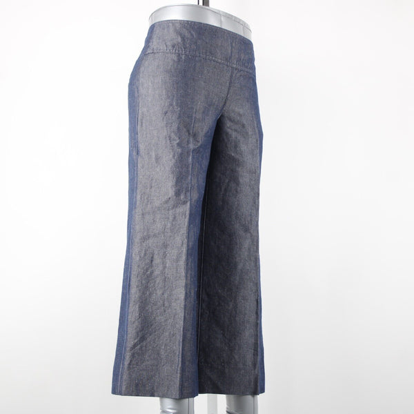 Cartonnier Sz 4 x 25 Blue Denim Button Side Linen Cotton Crop Jeans