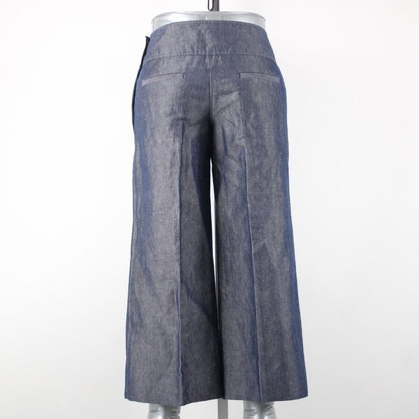 Cartonnier Sz 4 x 25 Blue Denim Button Side Linen Cotton Crop Jeans