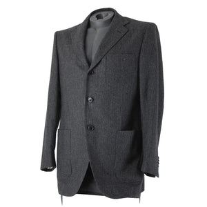 Luciano Barbera Sz 50 Charcoal Pinstripe Three Button 100% Wool Blazer Jacket