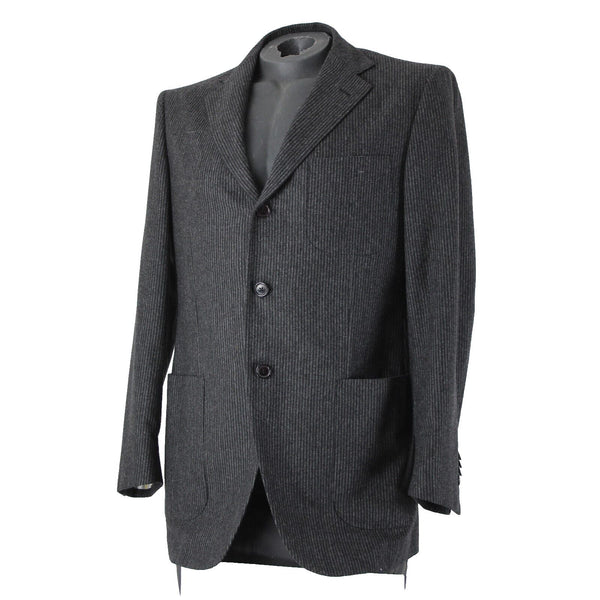 Luciano Barbera Sz 50 Charcoal Pinstripe Three Button 100% Wool Blazer Jacket