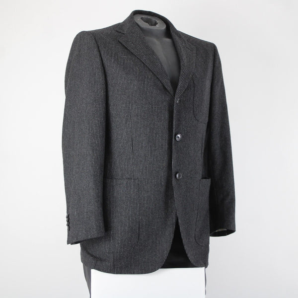 Luciano Barbera Sz 50 Charcoal Pinstripe Three Button 100% Wool Blazer Jacket
