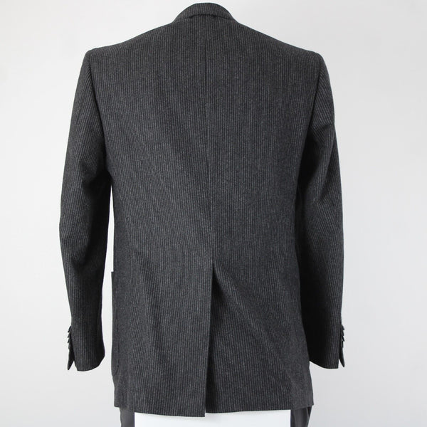 Luciano Barbera Sz 50 Charcoal Pinstripe Three Button 100% Wool Blazer Jacket