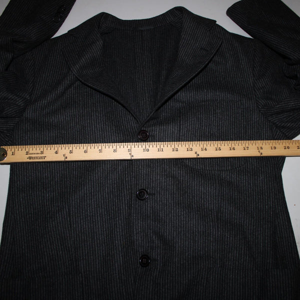 Luciano Barbera Sz 50 Charcoal Pinstripe Three Button 100% Wool Blazer Jacket
