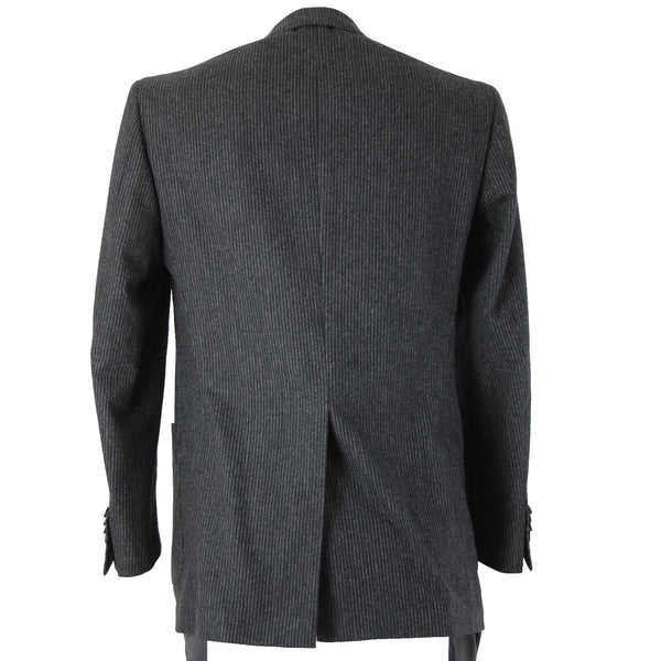 Luciano Barbera Sz 50 Charcoal Pinstripe Three Button 100% Wool Blazer Jacket