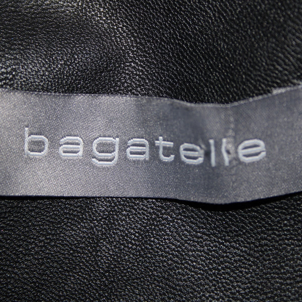 Bagatelle Sz S Black Pink Floral Stud Zipper Pockets Faux Leather Poly Jacket