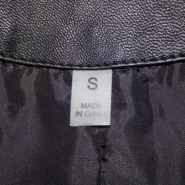 Bagatelle Sz S Black Pink Floral Stud Zipper Pockets Faux Leather Poly Jacket