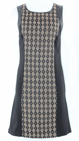 Kensie M Black Tan Vegan Leather Poly Cotton Rayon Nylon Spandex PU Dress