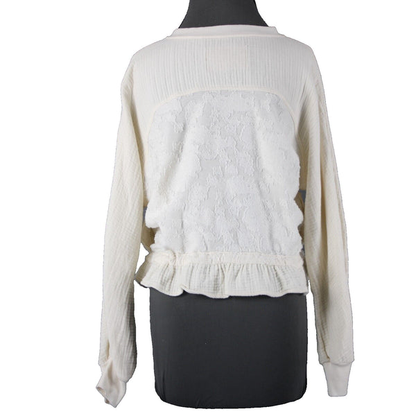 Saturday Sunday Sz S White Cream Long Sleeve Full Zip Pocket Cotton Poly Jacket