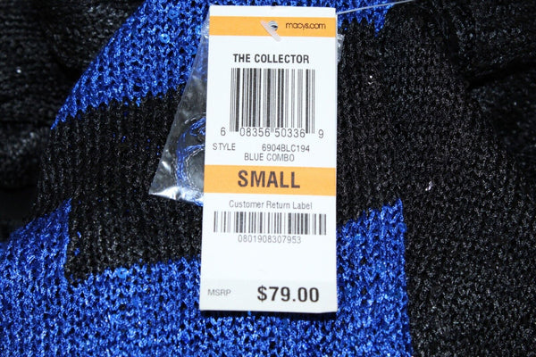 Alfani Sz S NWT $79 Black Royal Blue Gray Knit Sequin Knit Poly Blend Sweater