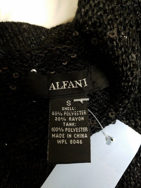 Alfani Sz S NWT $79 Black Royal Blue Gray Knit Sequin Knit Poly Blend Sweater