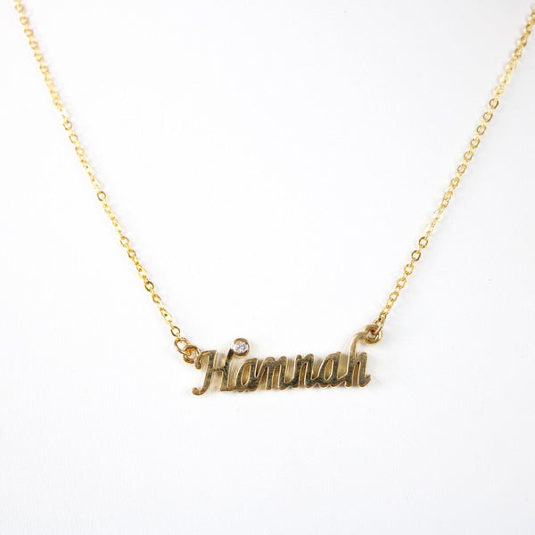 HANNAH NEW Name Goldtone Rhinestone Accent 14.5" w 4.5" Multi Ring Ext Necklace