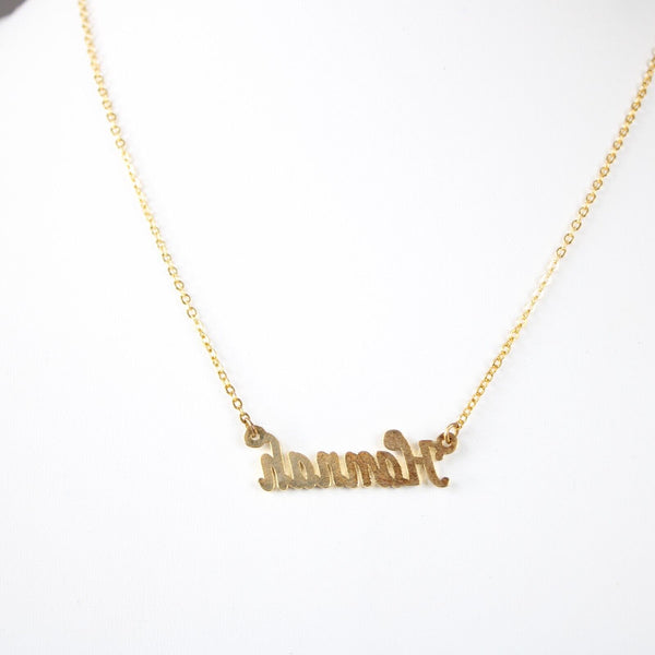 HANNAH NEW Name Goldtone Rhinestone Accent 14.5" w 4.5" Multi Ring Ext Necklace