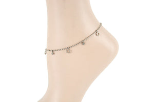 Sterling Silver 8" - 9" Star Charm Ankle Bracelet