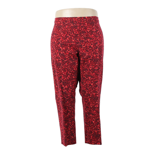 Isaac Mizrahi Live Pant Sz 30WP x 27 Red Multi Color Animal Print Cotton Pant