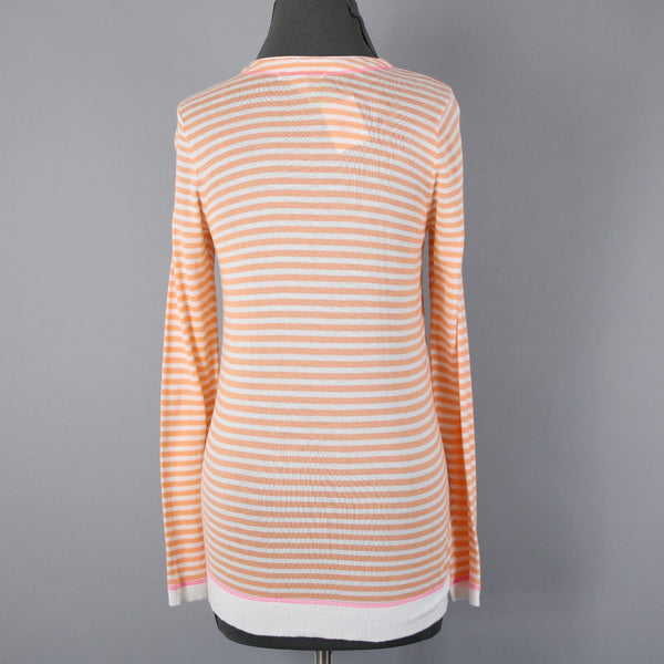 Design History NEW Sz S Orange Pink Cream Pockets Cotton Modal Cardigan Sweater