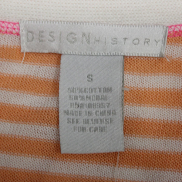 Design History NEW Sz S Orange Pink Cream Pockets Cotton Modal Cardigan Sweater